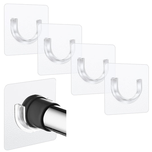 Sibba Shower Rod Holder (4Pcs), Plastic, Transparent, Wall Mount