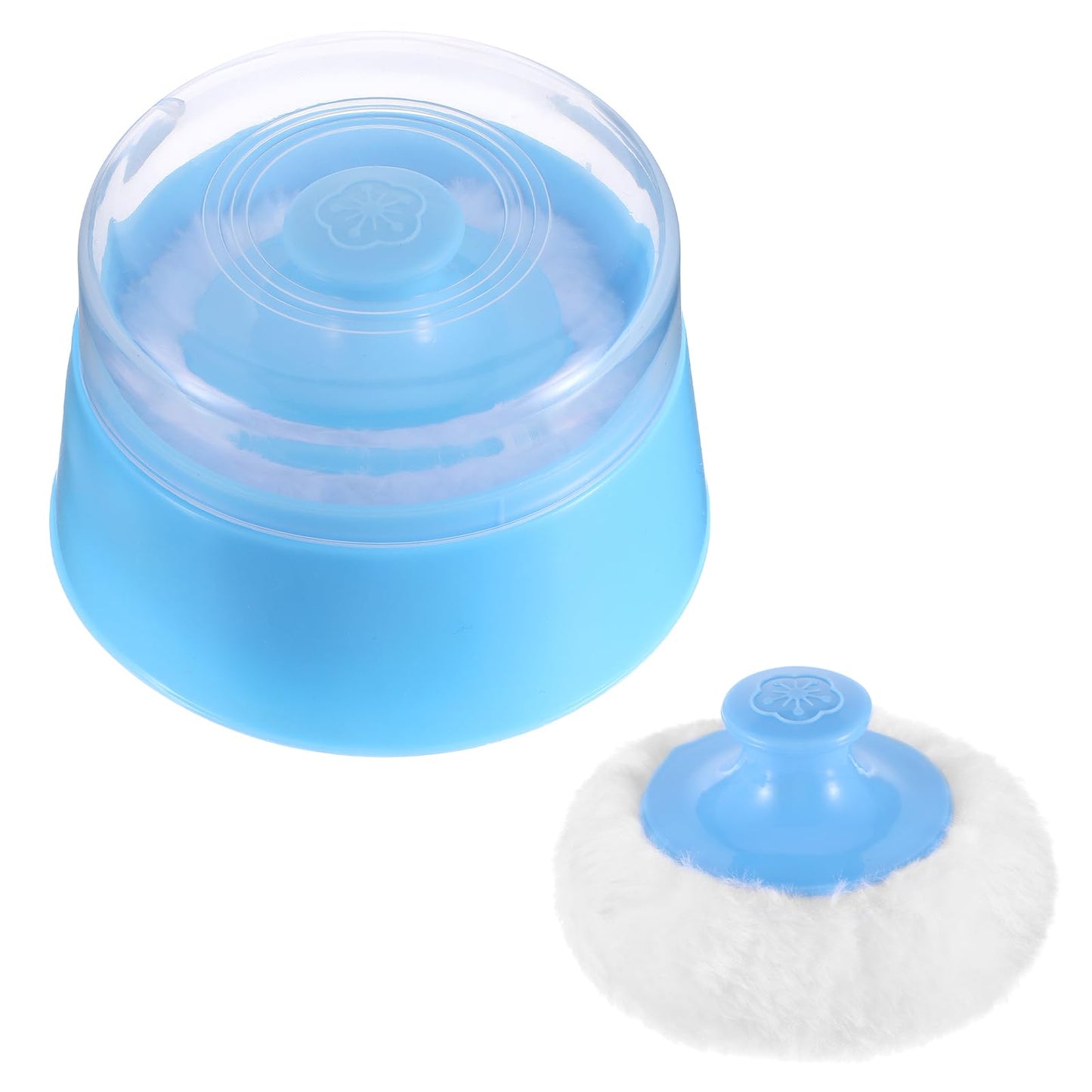 Baby Body Cosmetic Powder Puff and Container Face Body Powder Dispenser Dusting Loose Powder Case Large Fluffy Powder Puff for Travel Home Baby Kid Adult Bath(Blue)