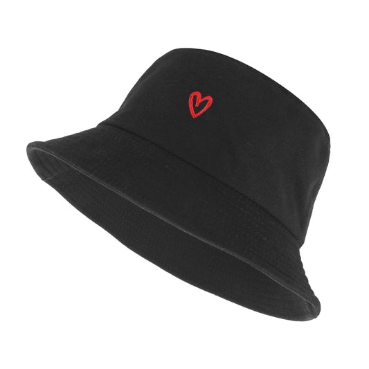 Sibba Summer Bucket Hat Packable Sailor Fisherman Caps for Fishing Golf Camping Travel Large Head Wide Brim Sun Protection Autumn Tour Back to School Winter Headwear for Men Women Teens Girls (Heart)