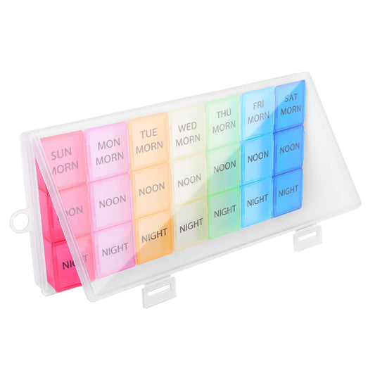 Sibba Pill Box Organiser Large Pill Box 7 Day Weekly 3 Times a Day Travel Case Medication Dispenser Reminder for Medication, Supplements, Vitamins and Cod Liver Oil