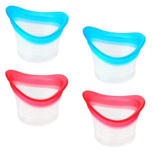 4Pcs Eye Wash Cup Eye Wash Bath Kit Silicone Eye Cleaning Cup for Eye Rinse Portable Eye Care Tool Eye Cleaner with Storage Container for Quick Relief Tired Eyes Cleaning Eye Dust, Makeup Irritants