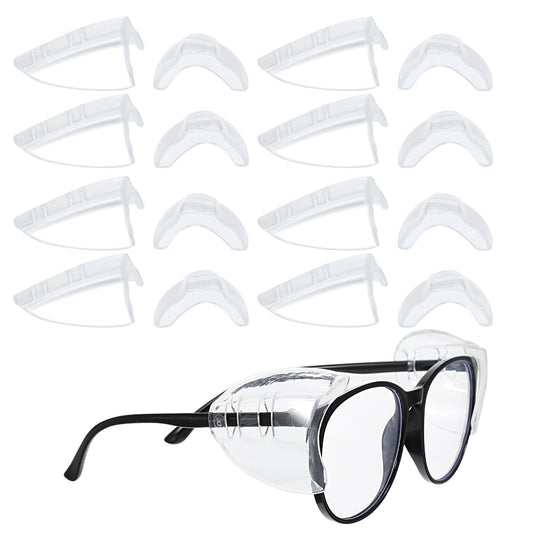 COMNICO Eye Glasses Side Shields, 8 Pairs Slip on Side Shields for Safety Glasses Slip on Clear Eye Glasses for Safety Glasses Fits Small to Large Eyeglasses Universal