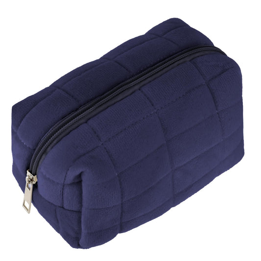 Sibba Makeup Bag Soft Pouch Pencil Case Aesthetic Cosmetic Pouch Bathroom Shower Fuzzy Plush Toiletry Organizer Make Up Organize Accessories Travel Bag Y2k Purse Containers Women (Navy)