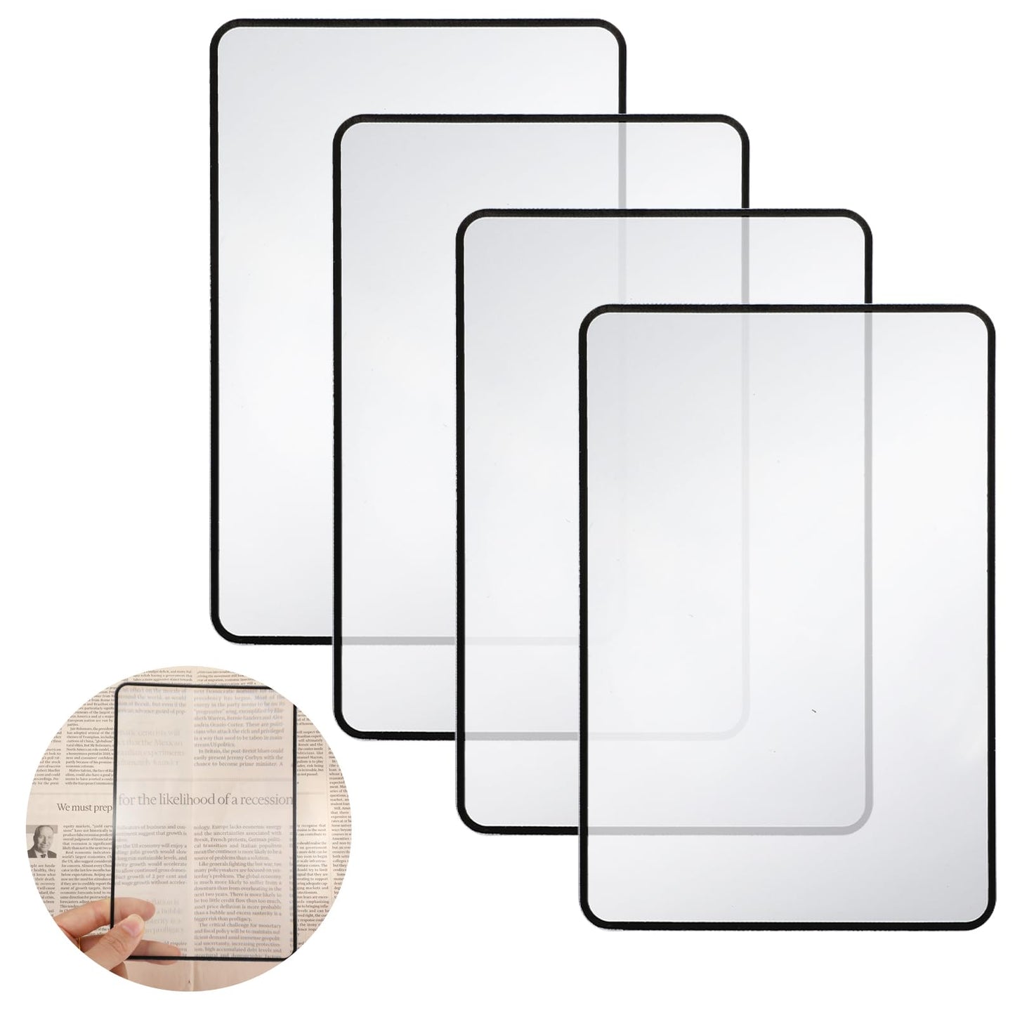 Dimeho 4 Pcs Page Magnifying Sheet 3X Lightweight Full Page Magnifier Clear Optical Fresnel Lens for Reading Small Prints Maps Books People with Low Vision Elderly Reading Small Prints