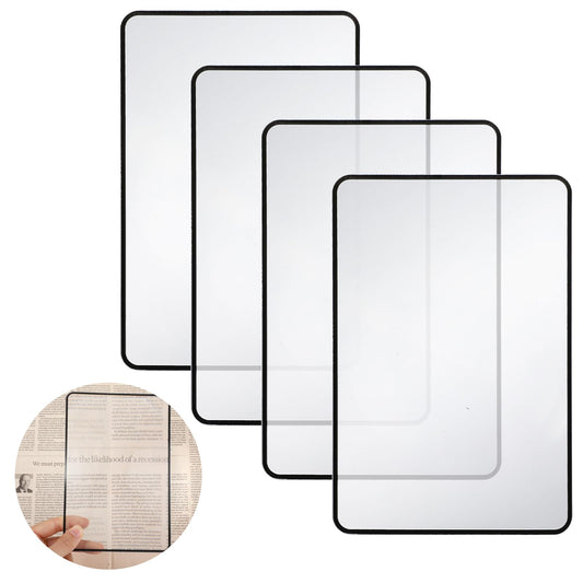 Dimeho 4 Pcs Page Magnifying Sheet 3X Lightweight Full Page Magnifier Clear Optical Fresnel Lens for Reading Small Prints Maps Books People with Low Vision Elderly Reading Small Prints