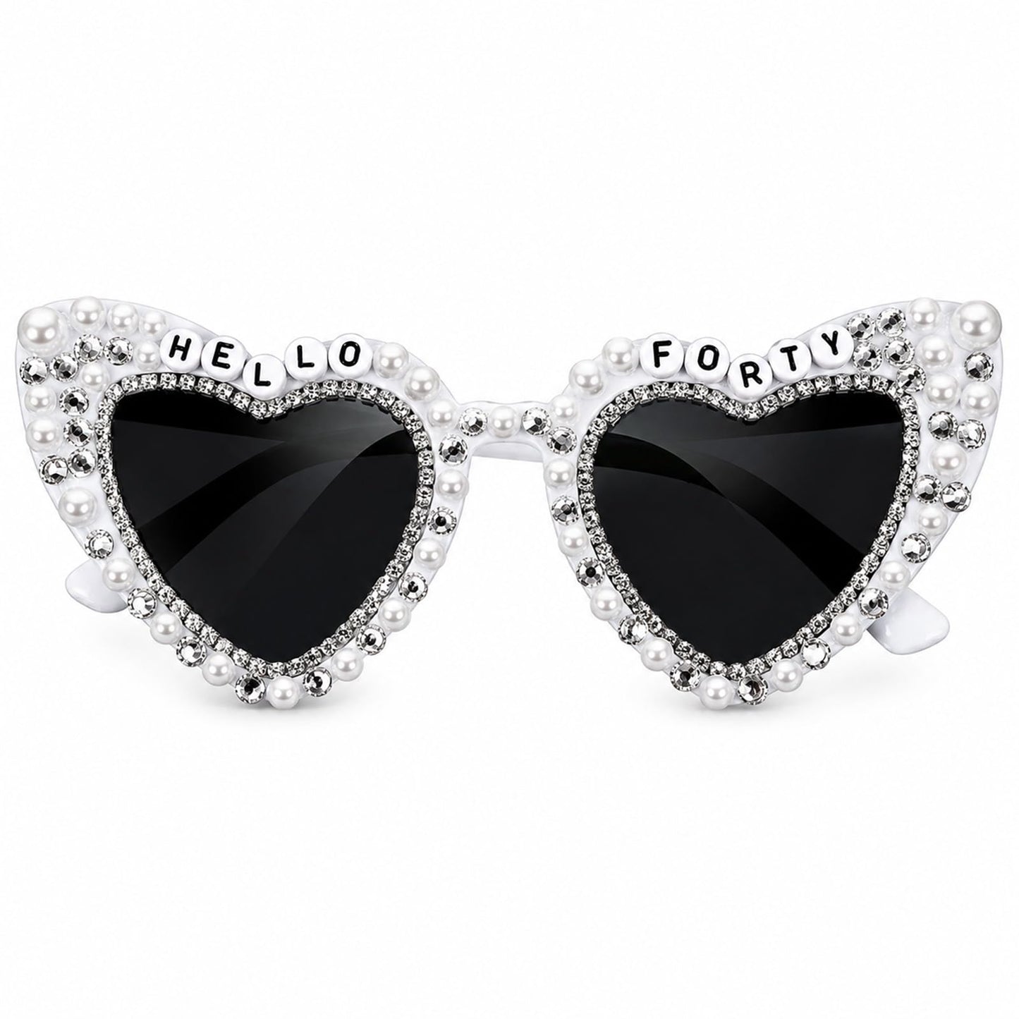 Gjinxi 40th Birthday Sunglasses Hello Forty Heart Glasses For Women Men