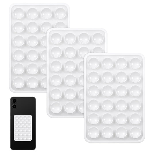 Dimeho 3Pack Silicone Suction Cup Phone Case Mount Double Sided, Sticky Phone Grip Non Slip Phone Case Holder Suitable for Selfie and Video Hands-free Shower Mirror Phone Stand Holder White