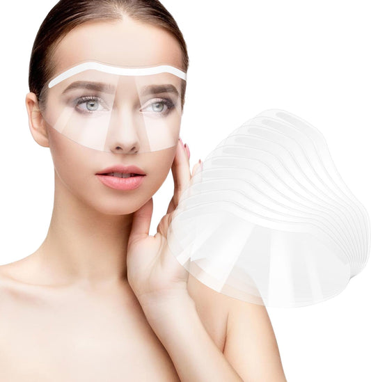 Wanmu Pack of 50 Transparent Visors for Haircut, Clear Disposable Plastic Eye Protection for Adults, Shower, Hairdressing Salon Accessories, Surgery Aftercare