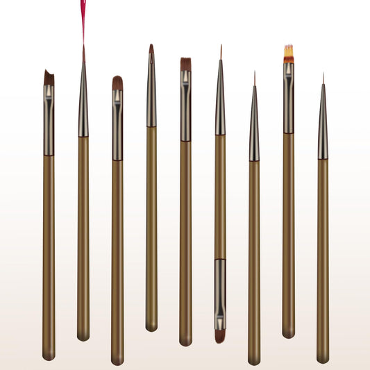 9Pcs Nail Art Brushes Set Nail Dotting Tool Nail Art Design Pen Painting Tools Nail Polish Clean-Up Brushes 3D Nail Art Decorations Brush Nail Gel Detail Drawing Brushes for Gel Polish DIY Manicure