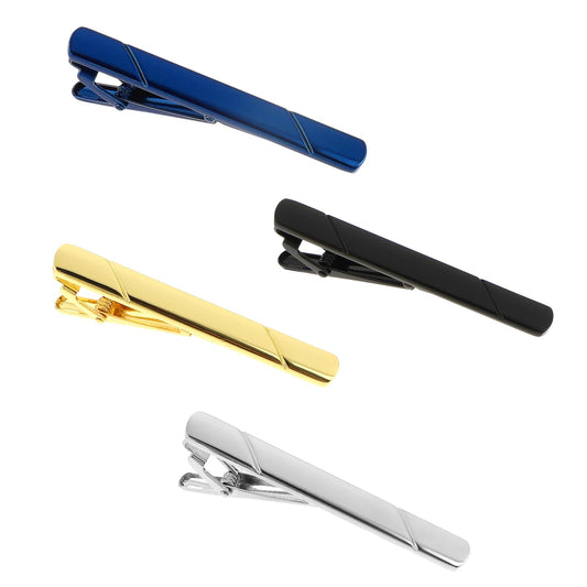 COMNICO 4 Pcs Tie Bar Clip for Men Silver Personalized 2.3 Inch Tie Clips Set Tie Tack Pins Business Suit Accessories Men for Wedding Boyfriend Gift Father's Day Valentine's Day