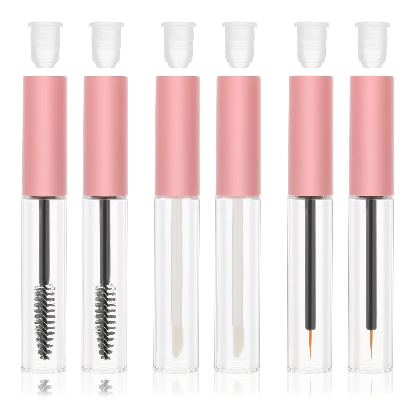 COMNICO 6 Pcs 10ml Empty Mascara Tube Eyeliner Tube and Lip Gloss Tubes Bottle with Rubber Inserts and Eyelash Wand Premium Eyelash Cream Container Bottle for Castor Oil Ideal DIY Travel Cosmetics Kit