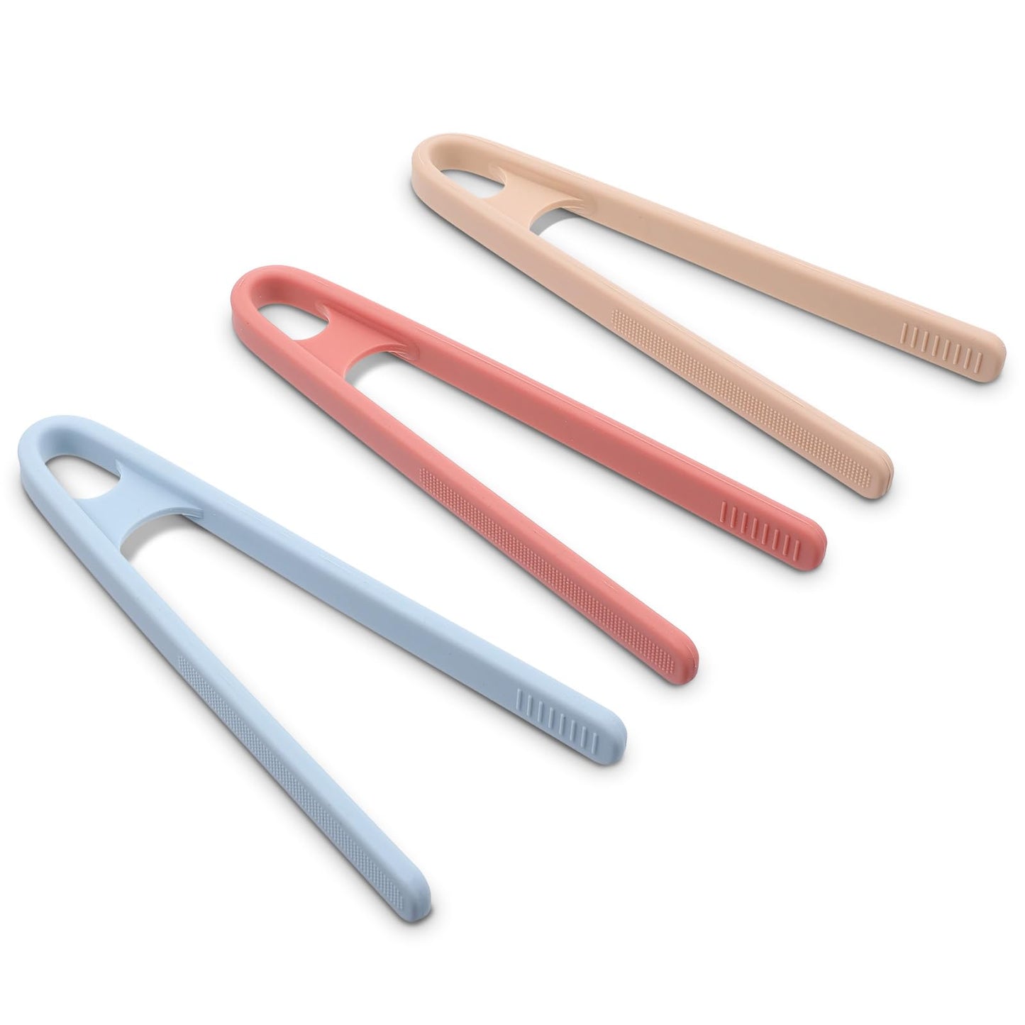 ElevateTech 3Pcs Silicone Mini Tongs Small Tongs for Serving Food 5.5 Inch 3 Colors Silicone Kitchen Tong Anti-Slip Design Accessories for Toaster Pan Fried Steak Barbecue Fruits Snacks