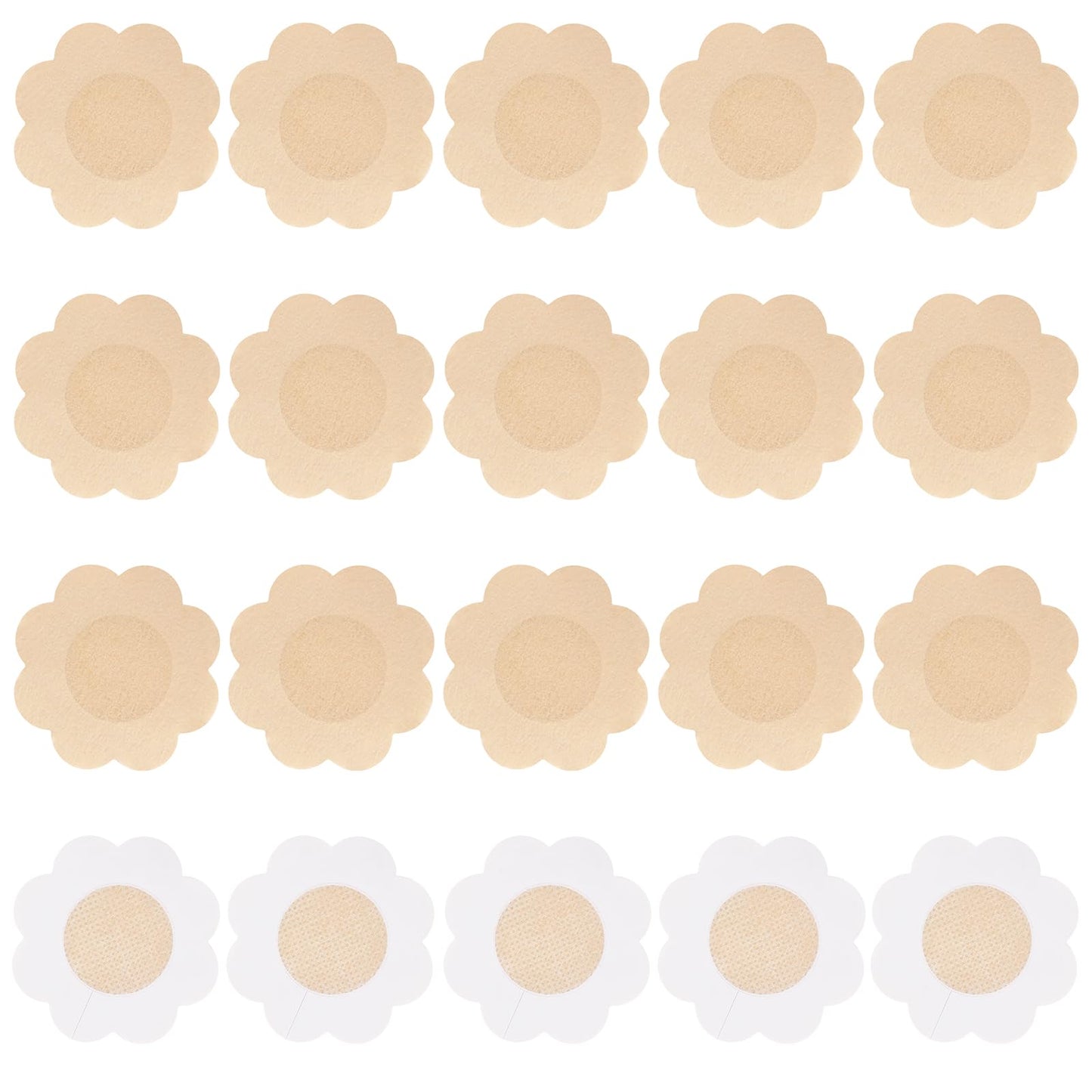 Sibba Breast Petals Invisible Nipple Covers Body Pasties 20 PCS No Show Pads Bra Lift Tape Stickers Seamless Boob Nipplecovers Skin Coverage Sticky Waterproof Swim Backless Dress(Floral) Beige