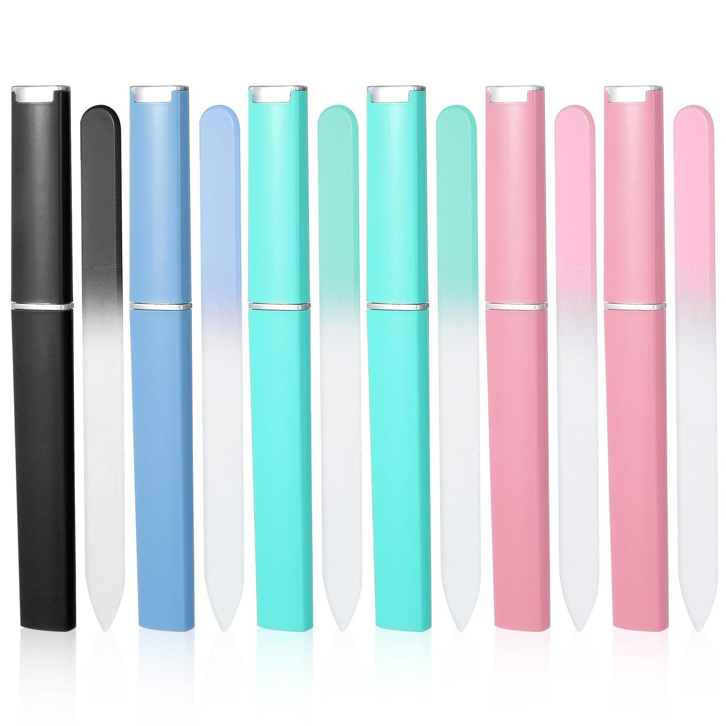 Wanmu Pack of 6 Professional Nail Files, Glass Nail Files, Fingernail File with Case, Double-Sided Crystal Surface, Nail Files, Professional Manicure Tool for Women