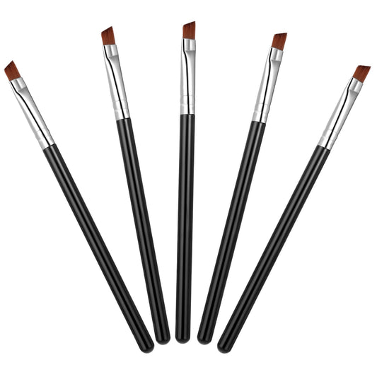 Dimeho 5Pcs Eyeliner Brush Fine Angled Ultra Thin Slanted Flat Angle Eyebrow and Liner Brush Precision Eye Makeup Brushes with Ergonomic Handle Premium Synthetic Bristles for Powders Gel Cream Liquid