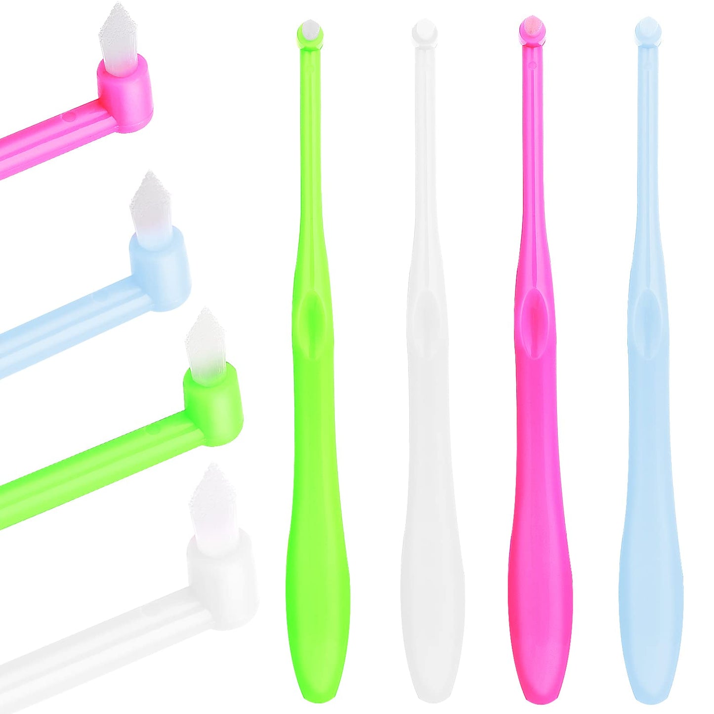 Sibba 4 Pack Tufted Brush Soft Single Tuft Brace Toothbrush Dental Orthodontic Brush End-Tuft Tapered Toothbrush Compact Interdental Interspace Brush for Detail Cleaning