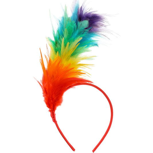 Sibba Hat Dress Headband Colorful Feather Fascinator Headwear Outfits Carnival Skirt Hair Styling Clip Flower Butterfly Headpiece Crown Birth Prom Tea Party Christmas Halloween Cosplay Easter (Red)