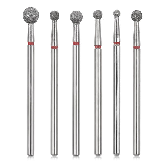 Sibba 6pcs Cuticle Drill Bit Set Flame Stainless Steel Bit with Case Manicure Pedicure Diamond Drill Polishing File Grinding Heads Tools Metal Professional Carbide Remover Bits Acrylic Gel Nails Round