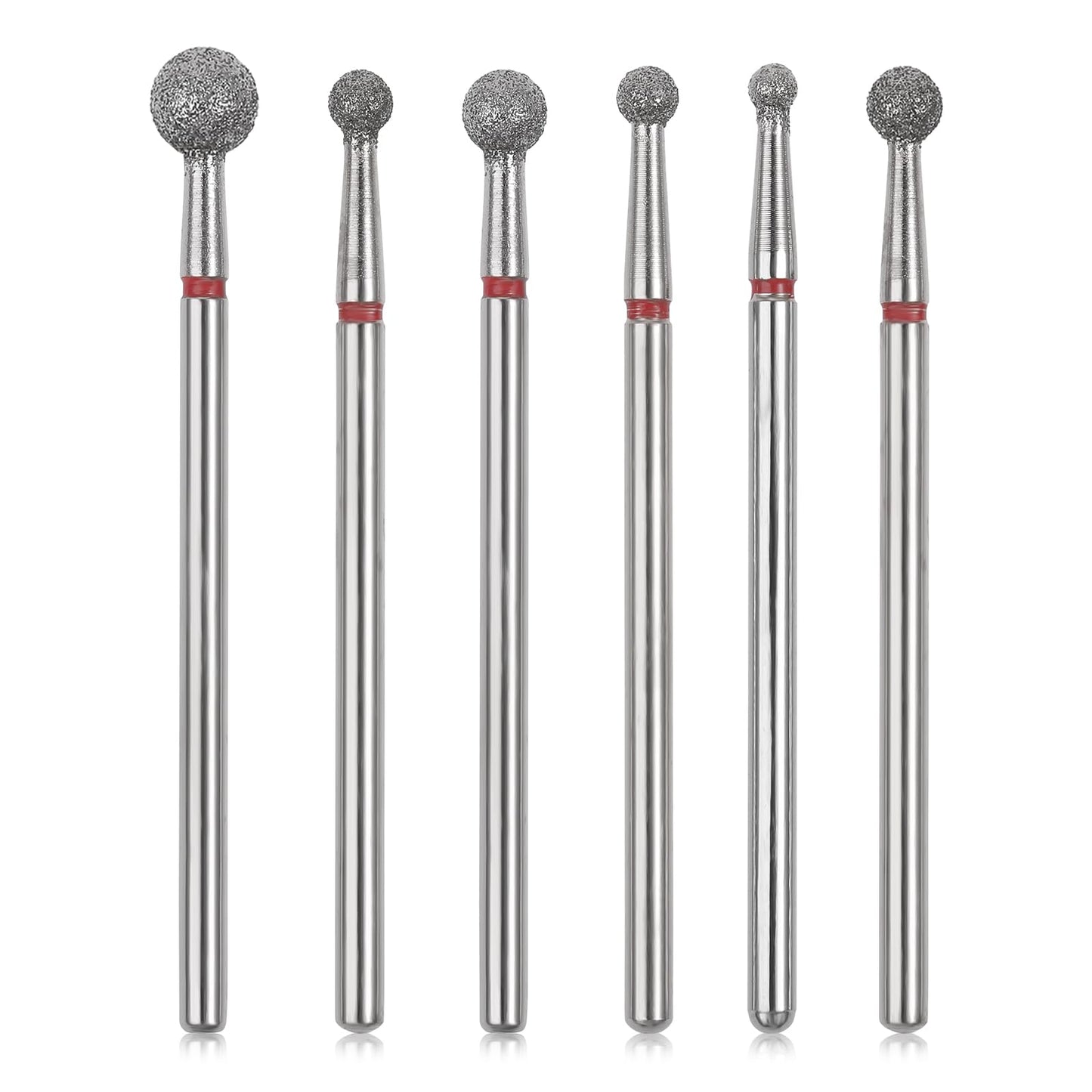 Sibba 6pcs Cuticle Drill Bit Set Flame Stainless Steel Bit with Case Manicure Pedicure Diamond Drill Polishing File Grinding Heads Tools Metal Professional Carbide Remover Bits Acrylic Gel Nails Round