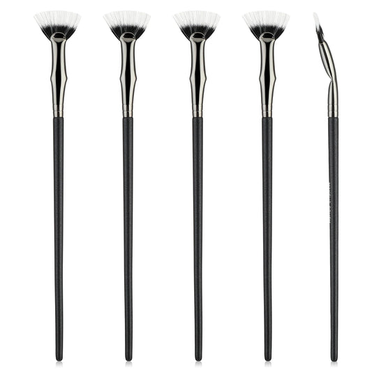 3Pcs Folding Angle Scalloped Lash Brush Angled Fan Shaped Eyebrow Brush Lashes Wand Brush Eyelashes Comb Separator Multifunctional Makeup Tool for Natural Lifted Effects (Black-5PCS)