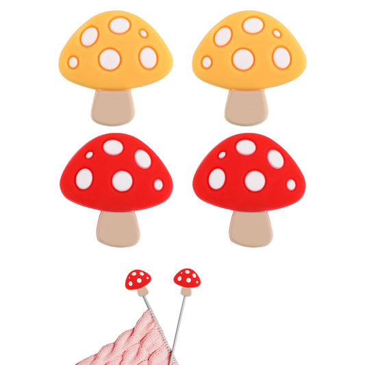 4Pcs Mushroom Stitch Stoppers Knitting Needle Point Protectors Cute Silicone Knitting Needles Cap Knit Needle Tip Hugger Needle Minder Sewing Gadgets for Beginners Knitting Craft DIY Quilting Art