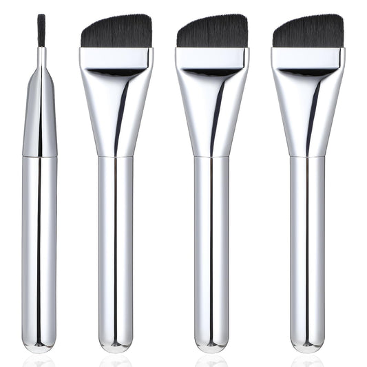 COMNICO Foundation Brush, 4 Pcs Thick Square Flat Foundation Makeup Brush Soft Synthetic Bristles Blending Brushes Dense Beauty Brush for Liquid Foundation Ideal for Face Makeup