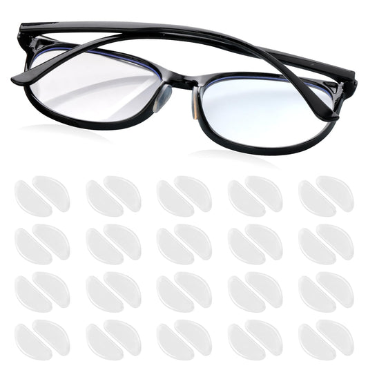 COMNICO 20 Pairs Eyeglasses Nose Pads, Anti-Slip Adhesive Contoured Silicone Clear Glasses Replacement Nosepads for Glasses Sunglasses Eye Wear (Transparent, 1mm Ultra-Thin)