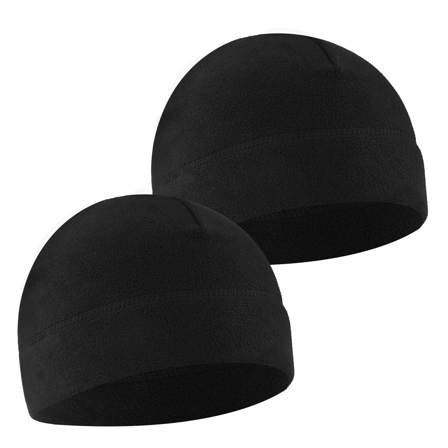 Sibba 2 Pieces Men Skull Cap Soft Velvet Beanie Hat Winter Warm Windproof Cap Outdoor Cycling Running Hats for Women Men Black