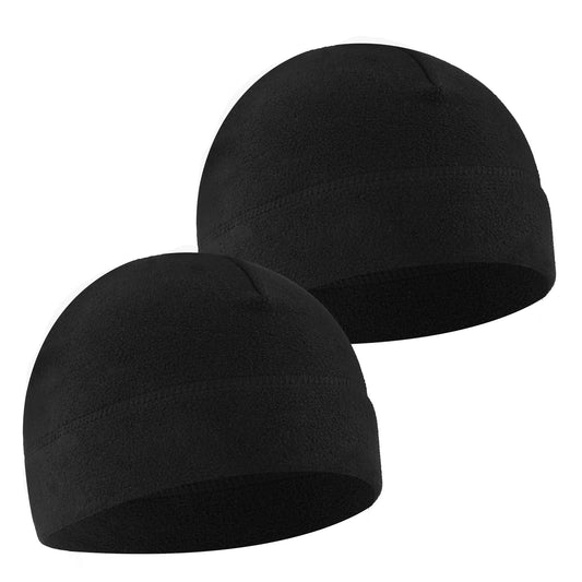 Sibba 2 Pieces Men Skull Cap Soft Velvet Beanie Hat Winter Warm Windproof Cap Outdoor Cycling Running Hats for Women Men Black