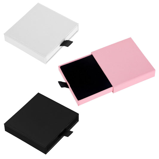 Dimeho 3 Pcs Jewelry Gift Boxes, Cardboard Jewelry Boxes Small Gift Boxes for Jewelry Bracelets Earrings Necklaces Jewelry Gift Display Storage Box 3.1 × 2.9 × 0.7 Inches (Pink/White/Black)