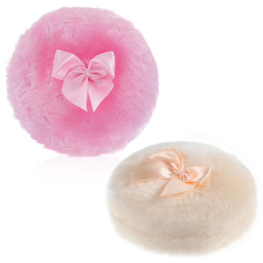 Dimeho 2Pcs Large Fluffy Powder Puff Soft Body Cosmetic Powder Puff Washable Velour Face Powder Puff Reusable Dusting Loose Puff Wet Dry Makeup Tool for Women