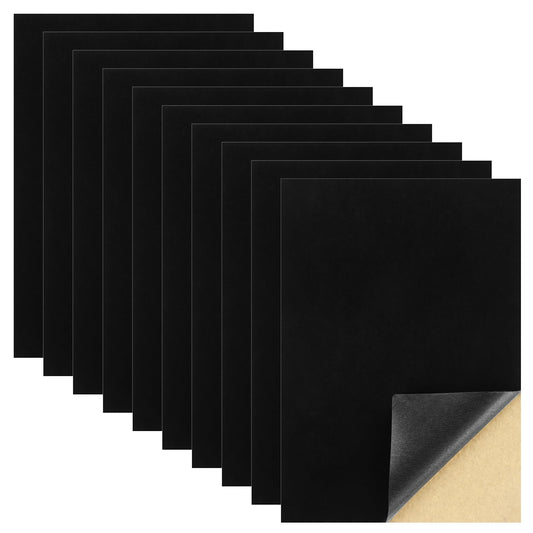 COMNICO Self Adhesive Felt Sheets,10Pcs Self-Adhesive Fabric Liners for Drawers and Boxes Peel and Stick Black Felts for DIY Arts and Crafts A4 Size Felt Sheets with Adhesive Backing