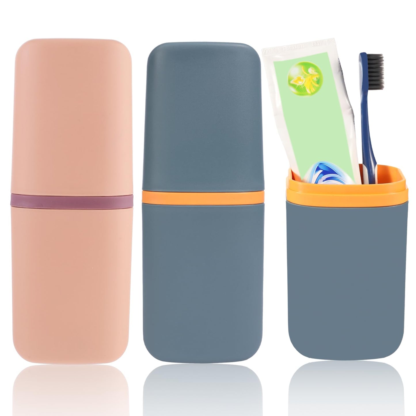 Sibba Toothbrush Organiser Travel Case 2 PCS Traveling Holder Cover Portable Container Toothpaste Storage Box Tooth Brushes Plastic Cup Bag Small Portable Bottle Set