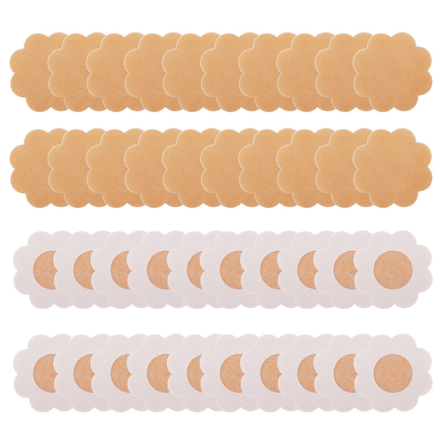 Sibba 40 PCS Nipple Pasties Cover Stickers Petals Shape Skin Breast Boob Lift Nipplecovers Waterproof Swim Sticky Reusable Bra Tape Lingerie Women Beige