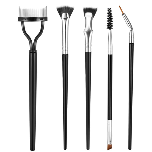 5pcs Eyelash Brush Separator Mascara Fan Tools, Eyelash Comb Lash Wand Brush Fan, Folding Angle Scalloped Lash Brush Multifunctional Fan Shaped Clump Eyelash Brush Lash Wand Brush Makeup Tool