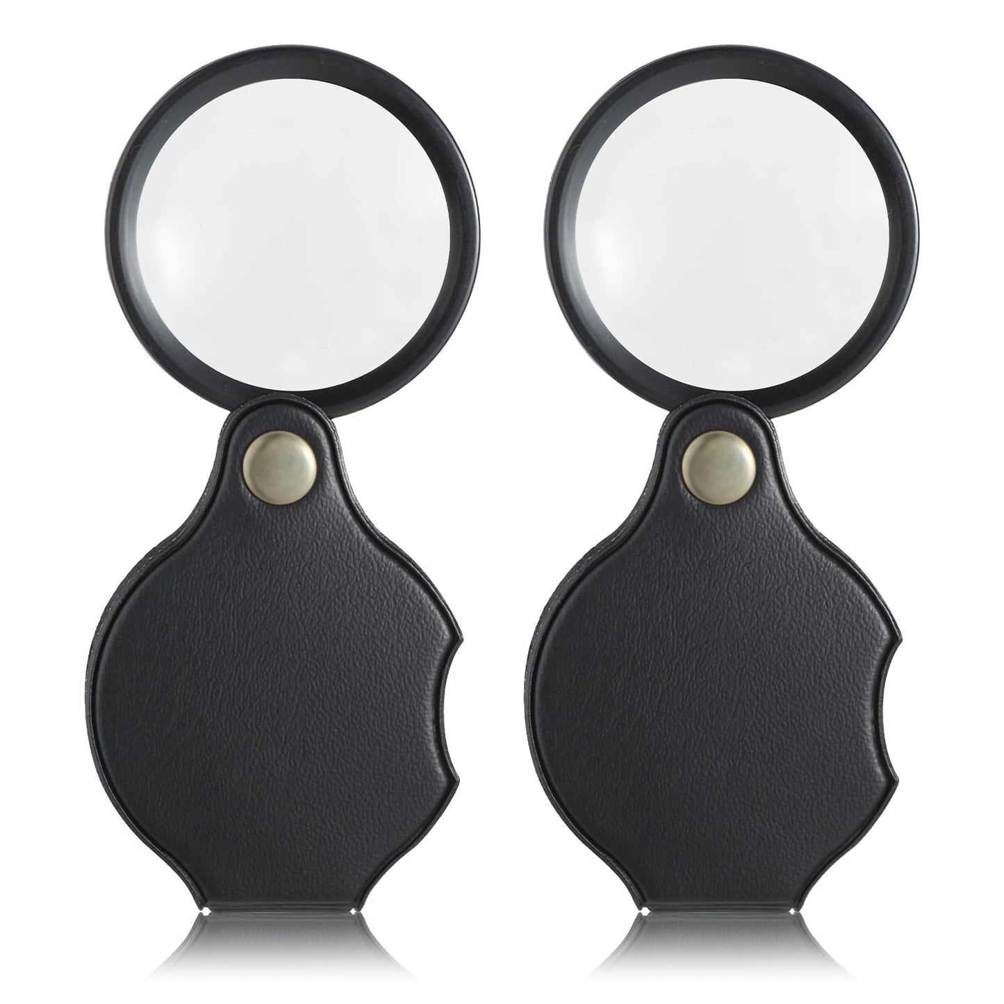 2 Pcs Mini Magnifying Glass 10X Pocket Folding Magnifier Portable Magnify Glass with Rotating Protective Holster Sheath for Jewelry Repairing Reading Newspaper Book Magazine Close Work