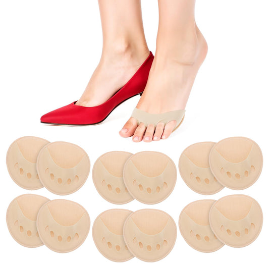 Wanmu 6 Pairs Women's Toe Cover with Padding Non-Skid Toe Topper Liner Socks No Show Toes Protectors for High Heels, Nude, S-L