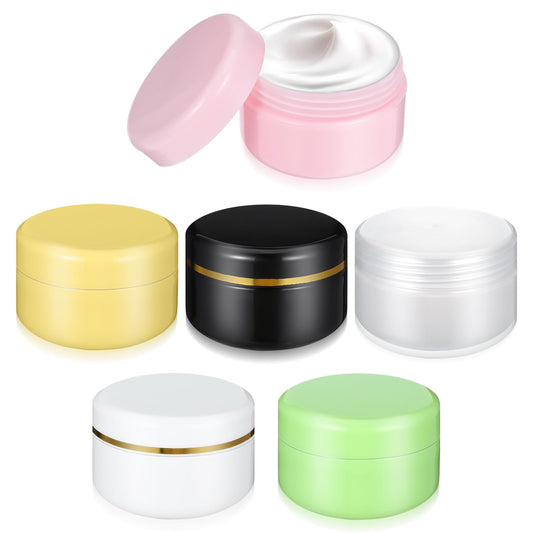 Wanmu 6 pcs Small Travel Containers, 6 Colors Convenient Plastic Travel Jars, Wide Mouth Sample Containers for Creams Lotion Cosmetic, Jewelry Beads