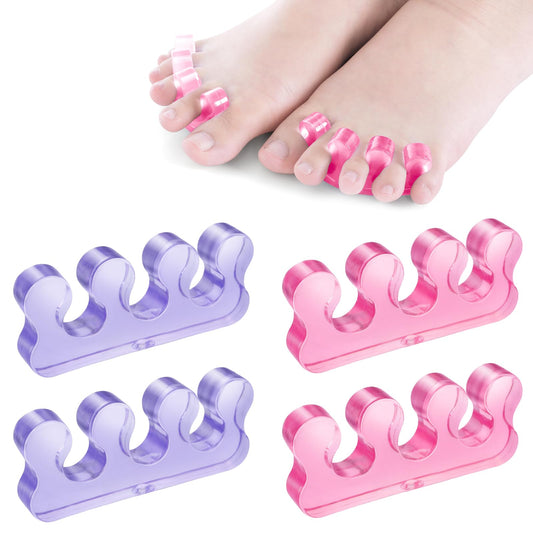 Sibba 4 Pcs Gel Toe Separator, Toe Separators Spacers Pedicure, Repeatable Washable Toenail Dividers for Men and Women, Gel Nail Polish Toe Spacers Application for Pedicure Manicure Nail Art
