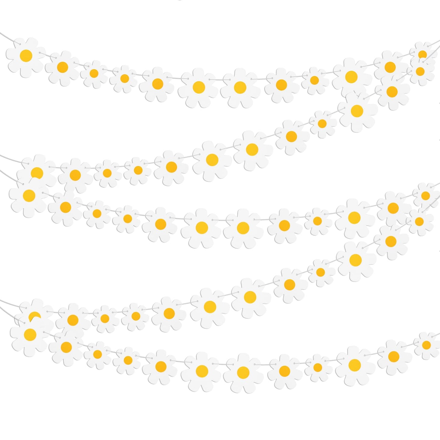 5 Pack Daisy Party Hanging Banners Hippie Party Banners Decor White Daisy Hanging Swirl Spring Flower Garland Paper Cutouts for One Two Groovy Themed Birthday Shower Home Classroom Favor Decorations