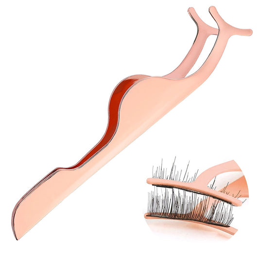 Sibba Eyelash Tweezers Applicator Stainless Curved Tip Fish Tail False Eyelashes Clip Lash Extension Application and Removal Nipper (1PC Rose Gold)