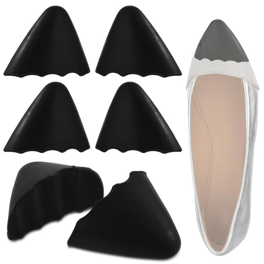 4 Pcs Shoe Inserts, Toe Cushion Fillers for Shoes Too Big, Reusable Shoe Filler, Big Toe Plug Foot Brace Shoe Pads for High Heels Dress Shoes Casual Flats (Black)