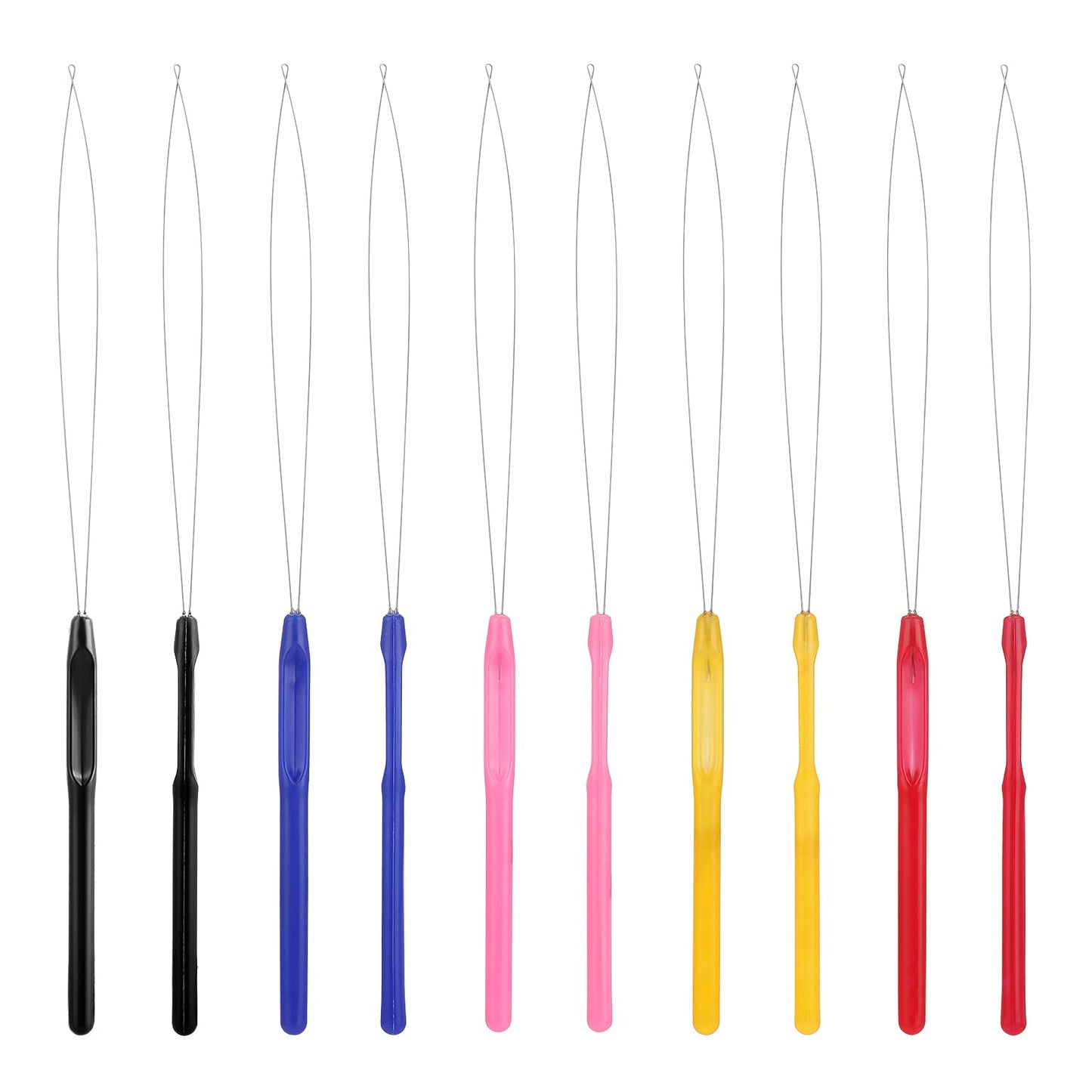 Sibba 10PCS Hair Extensions Loop Needle Threader Bead Device Pulling Hook Tool for Micro Links Hair Feather Extensions Kit Hair Styling Tools Accessory Multicolor
