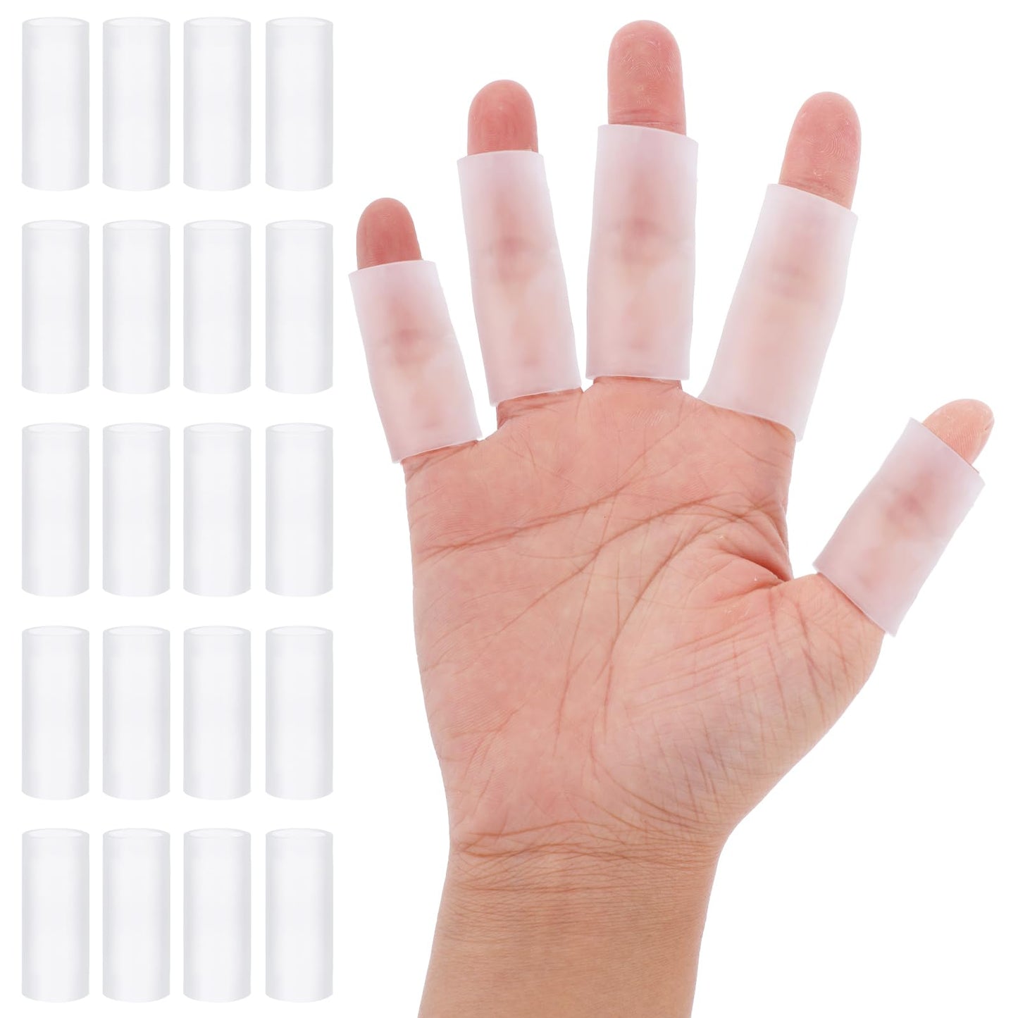 20Pcs Finger Sleeves Protectors Sport Finger Gloves Cushion Comfortable Finger Brace Support Covers Waterproof Thumb Tube Protector for Basketball Arthritis Cracked Finger Pain Eczema