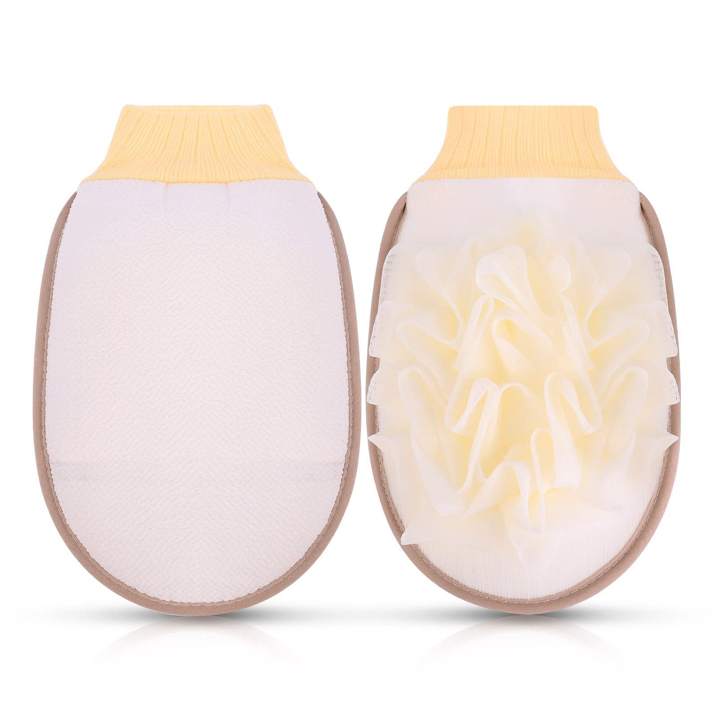 Sibba 1 PC Bath Sponges for Shower Loofah Body Scrubber Soap Bar Mesh Balls Flowers Scrunchies Double-sided Exfoliates Skin Wash Gloves Large Size Mitt Travel Home(white)