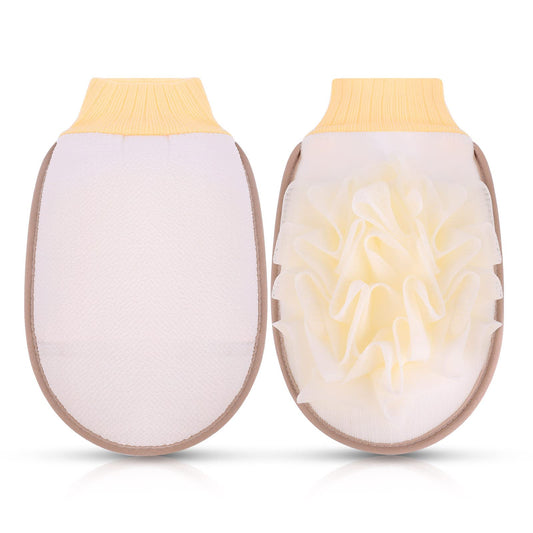 Sibba 1 PC Bath Sponges for Shower Loofah Body Scrubber Soap Bar Mesh Balls Flowers Scrunchies Double-sided Exfoliates Skin Wash Gloves Large Size Mitt Travel Home(white)