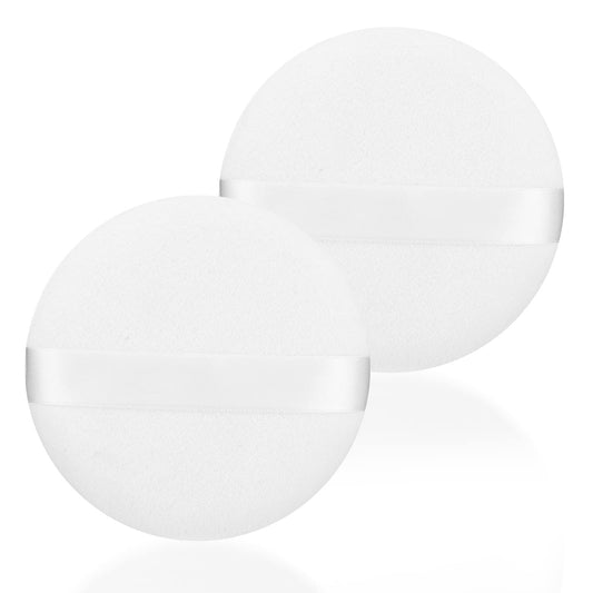 Sibba 4 Inch Round, Ultra Soft Washable Reusable Large Velour Face Body Loose Powder Puff Wet Dry Makeup Tool