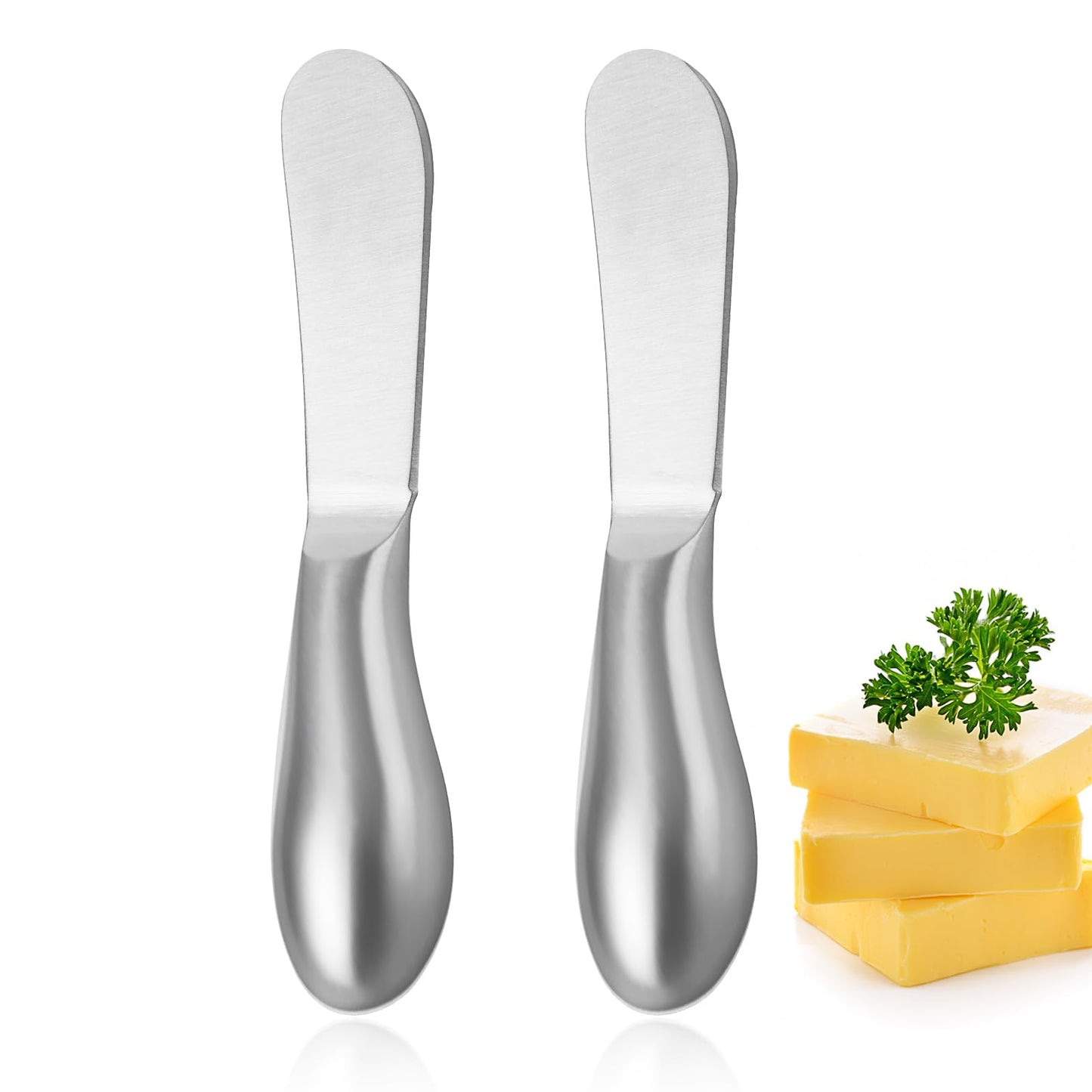 2 Pcs Stainless Steel Butter Knife Spreader Little Cheese Spreader Knives with Handle Charcuterie Utensils Cheese Knives Mini Cocktail Scraper Spreader For Kitchen Sandwich Jam Appetizer Pastry Making