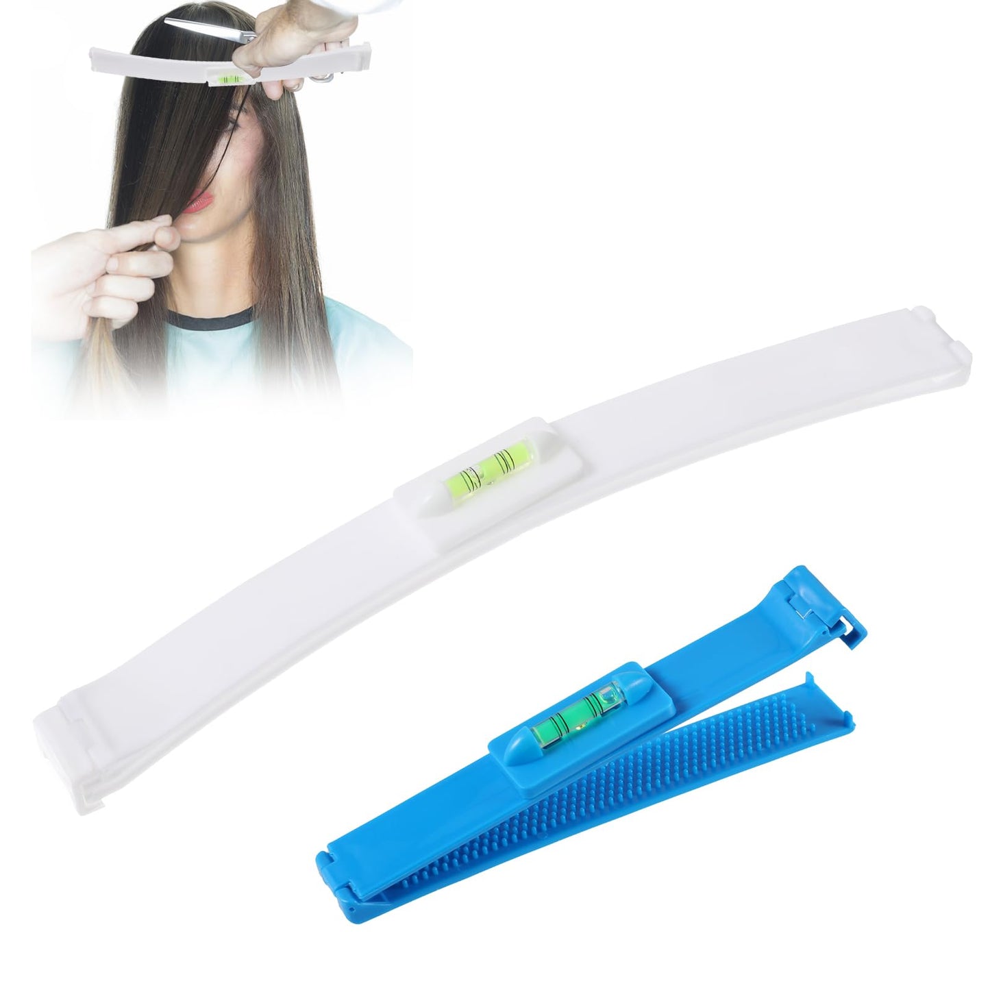 Sibba Professional Hair Styling Tools 2Pcs Hair Cutting Clips Trimming Kit Bangs Cutting Guide Practical Cut Utensil Portable Bangs Cutter for Home Salon DIY Split Ends Layers (Multicolor)
