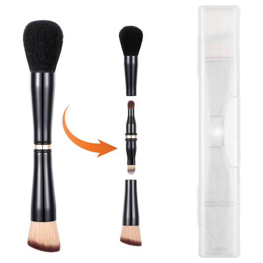 Travel Makeup Brushes with Case 4 in 1 Makeup Brush Set All-in-One Foundation Blush Brush Double Ended Eyeshadow Brush Portable Concealer Brush for Liquid Cream